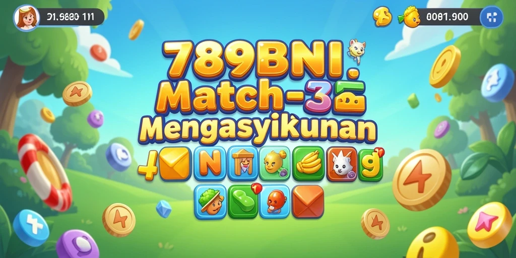 Tampilan gameplay seru di 789BNI dengan kombinasi objek Match-3.
