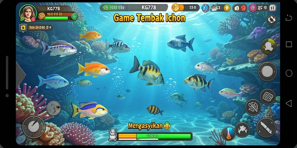 Screenshot dari gameplay KG778 menampilkan adu tembak ikan yang seru.