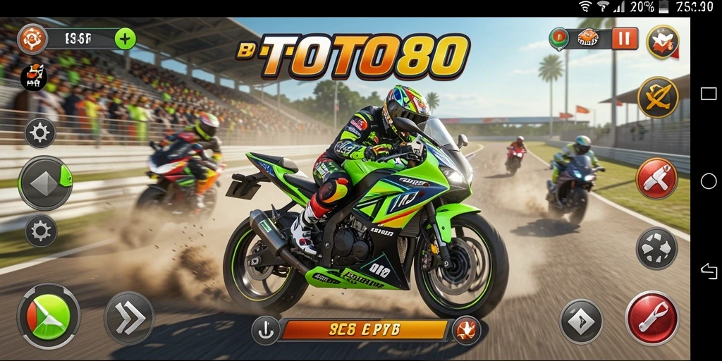 Gameplay seru dalam balapan motor dengan visual menakjubkan.