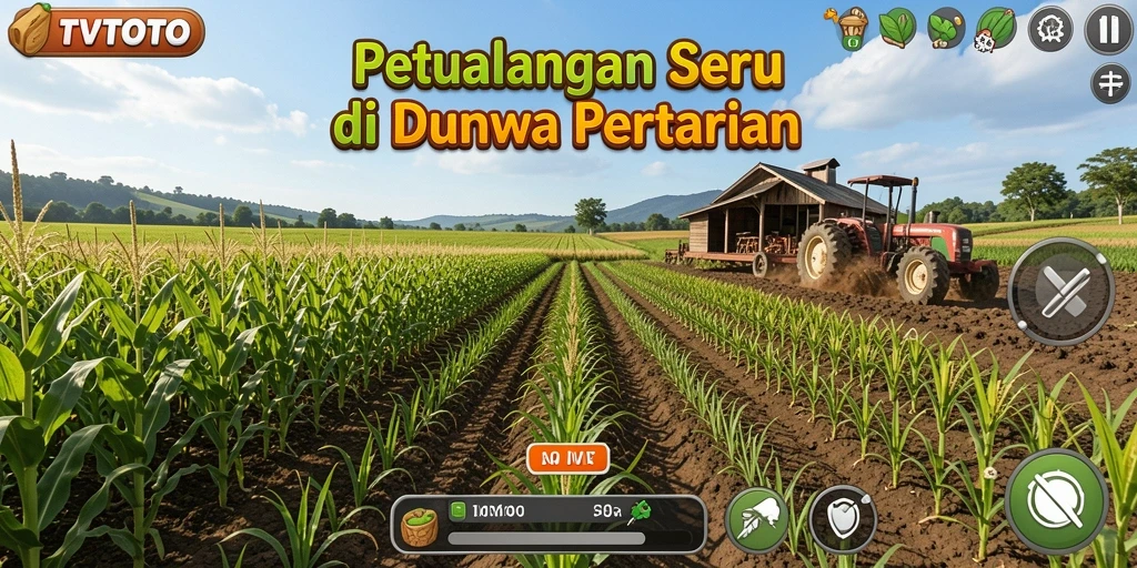 Tampilan gameplay aplikasi TVTOTO yang menarik dalam bertani.